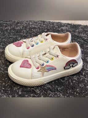 Wonder Nation Toddler Girls Low Court Sneakers with Patches Sz 8
